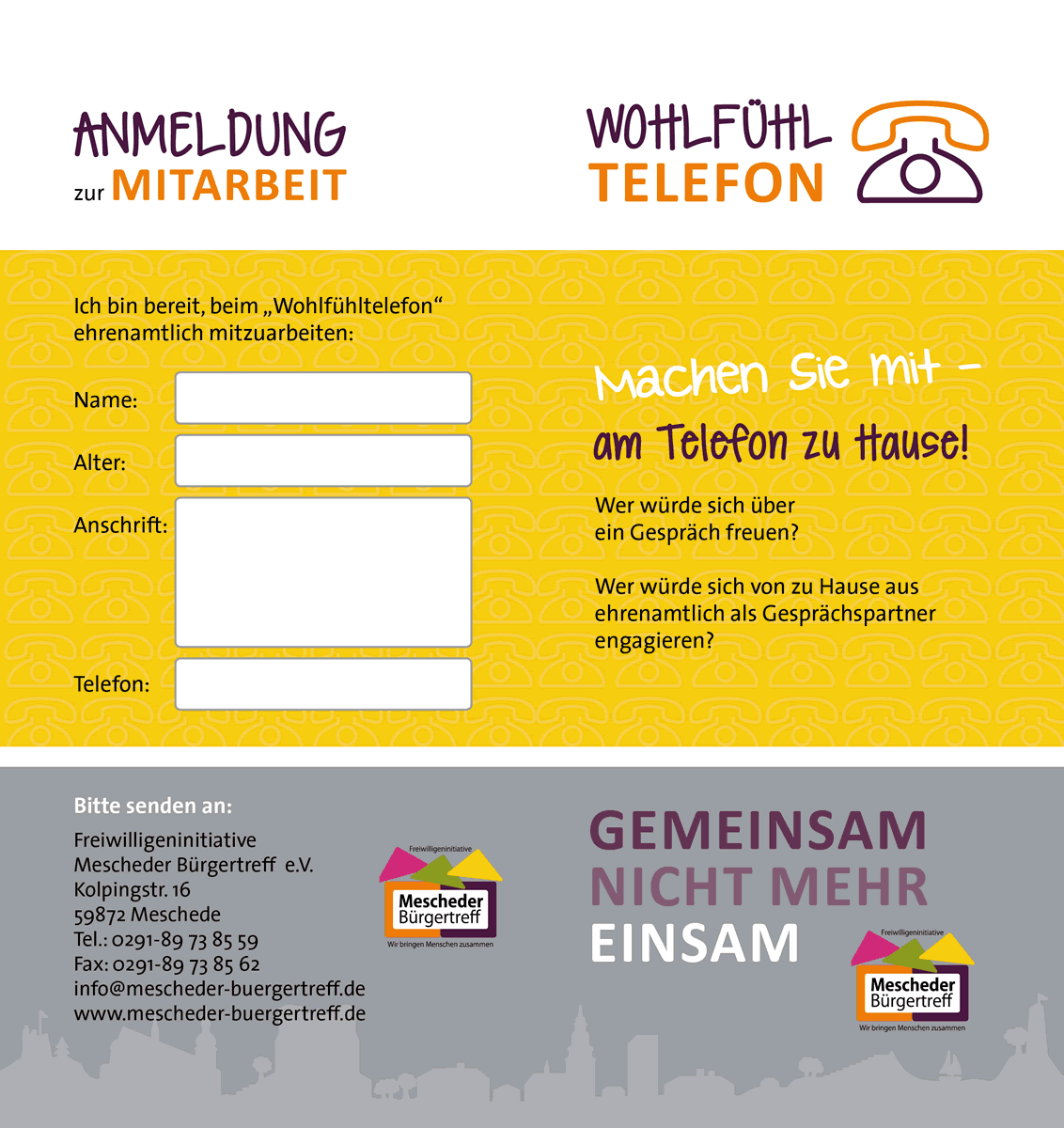 Außenseite des Wohlfühltelefon-Flyers